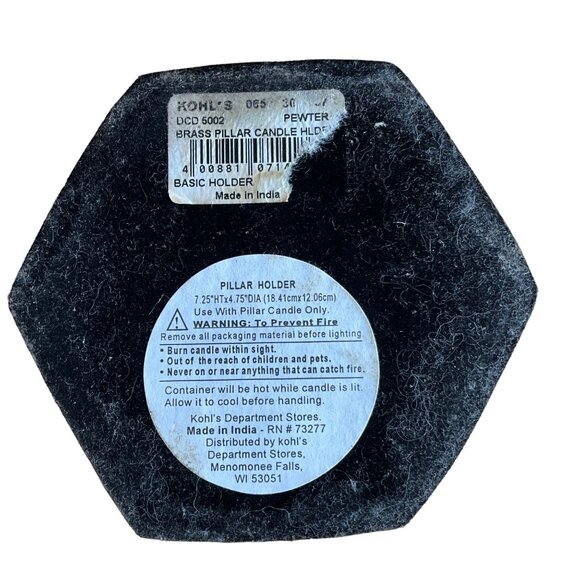 Pewter Brass Pillar Candle Holder 7.25"T x 4.75"‎ Diameter - Picture 2 of 3